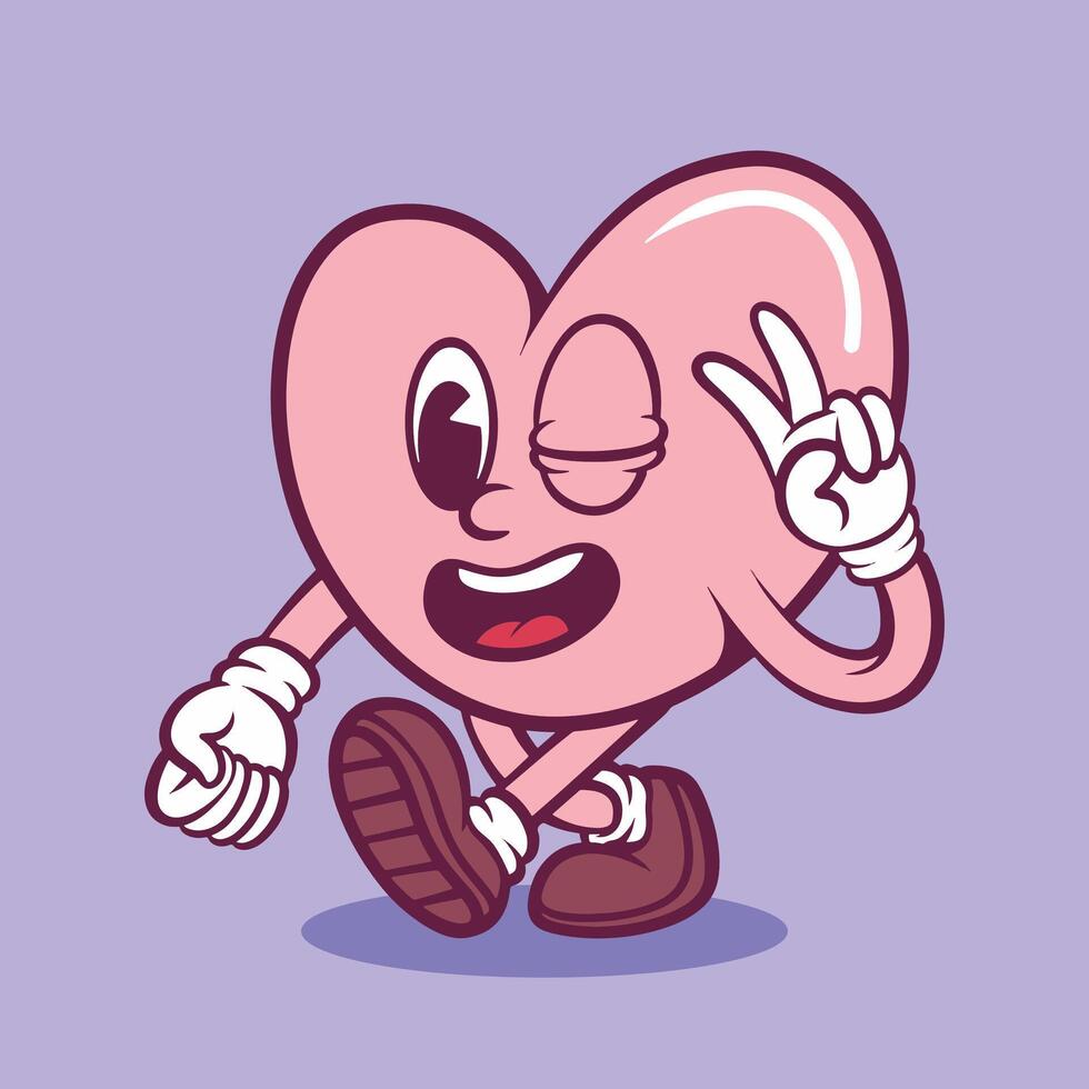 Cute hand drawn heart Mascot character illustration vector