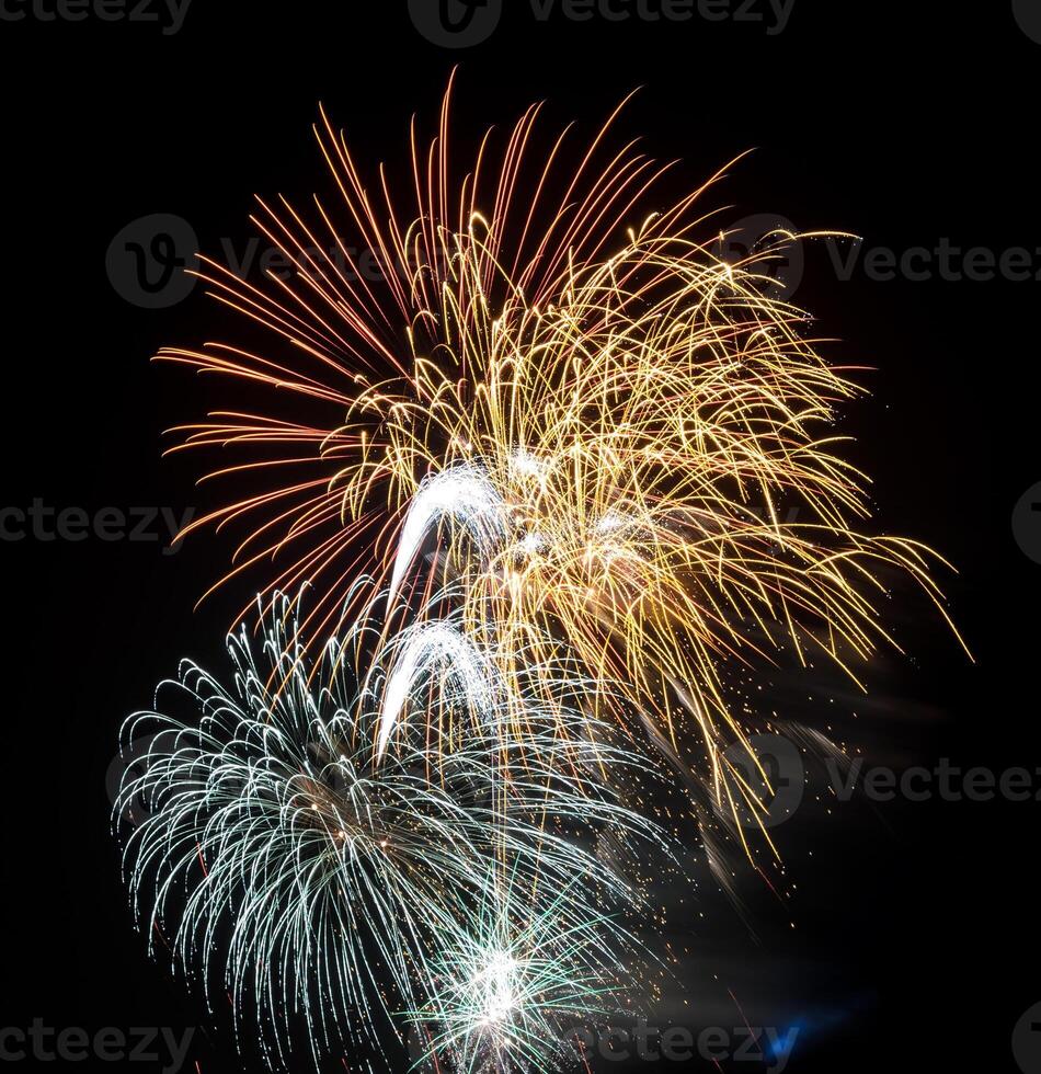 Colorful fireworks in the night sky photo