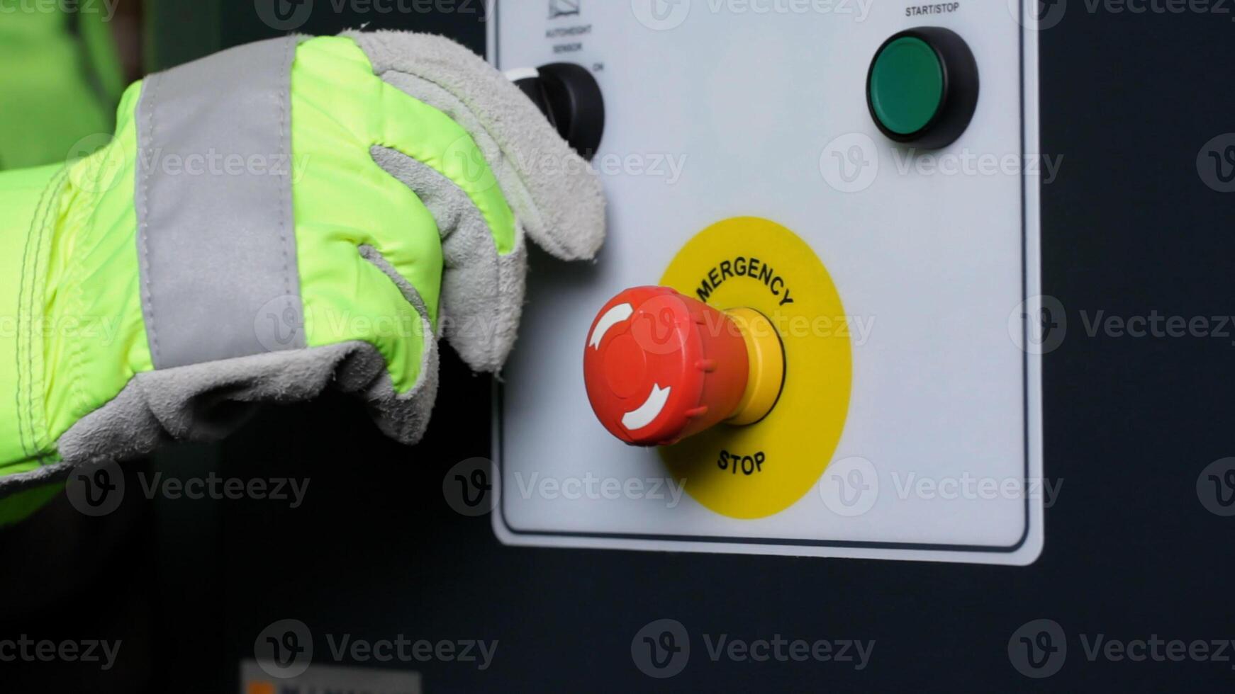 Emergency stop button selective focus photo