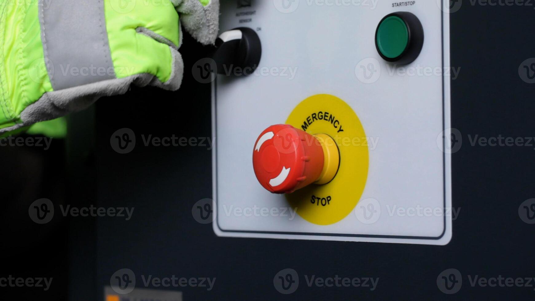 Emergency stop button selective focus photo