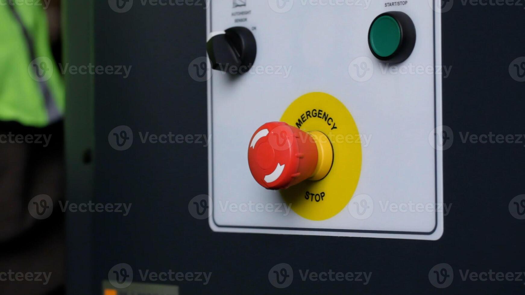 Emergency stop button selective focus photo