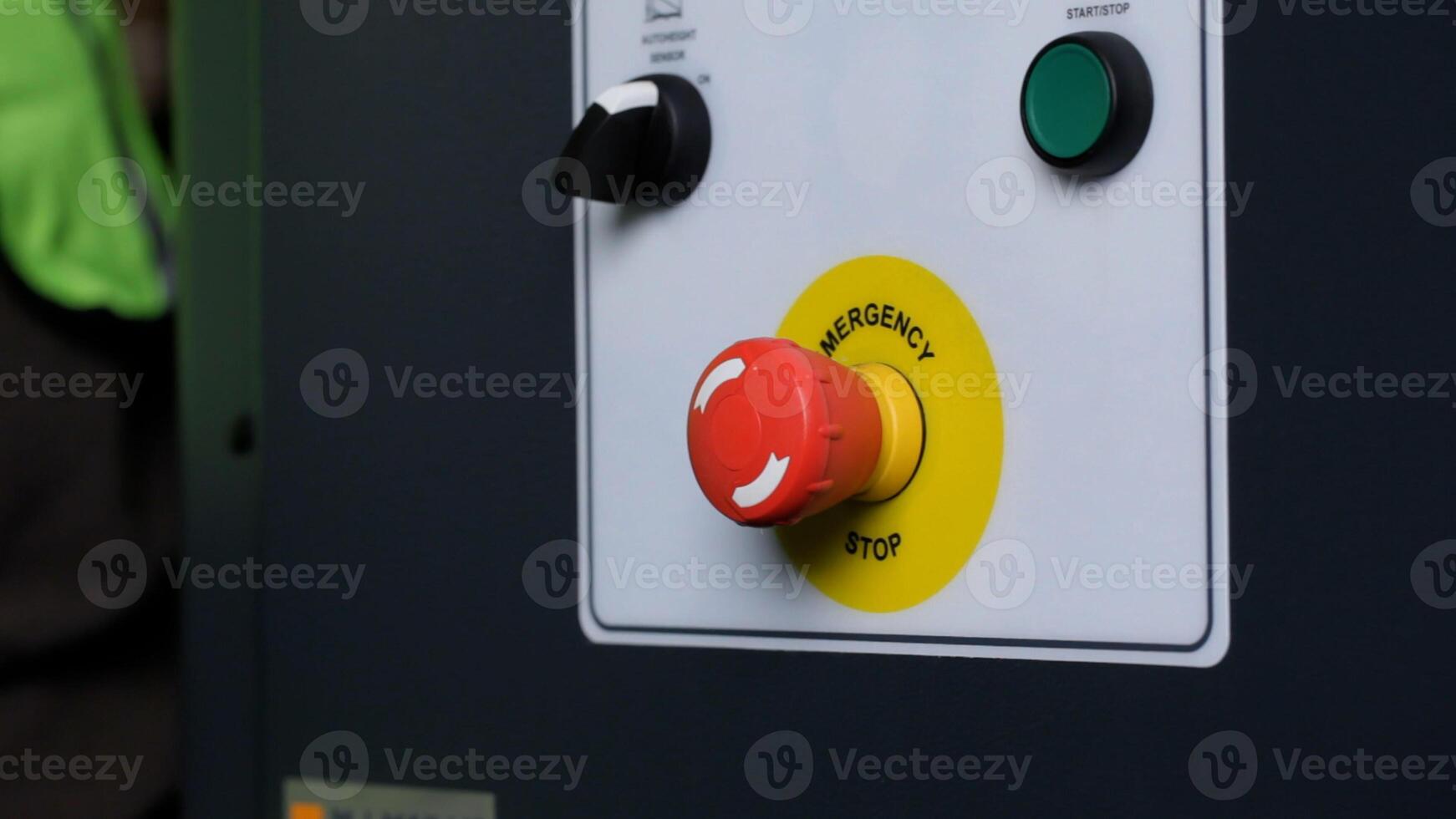 Emergency stop button selective focus photo