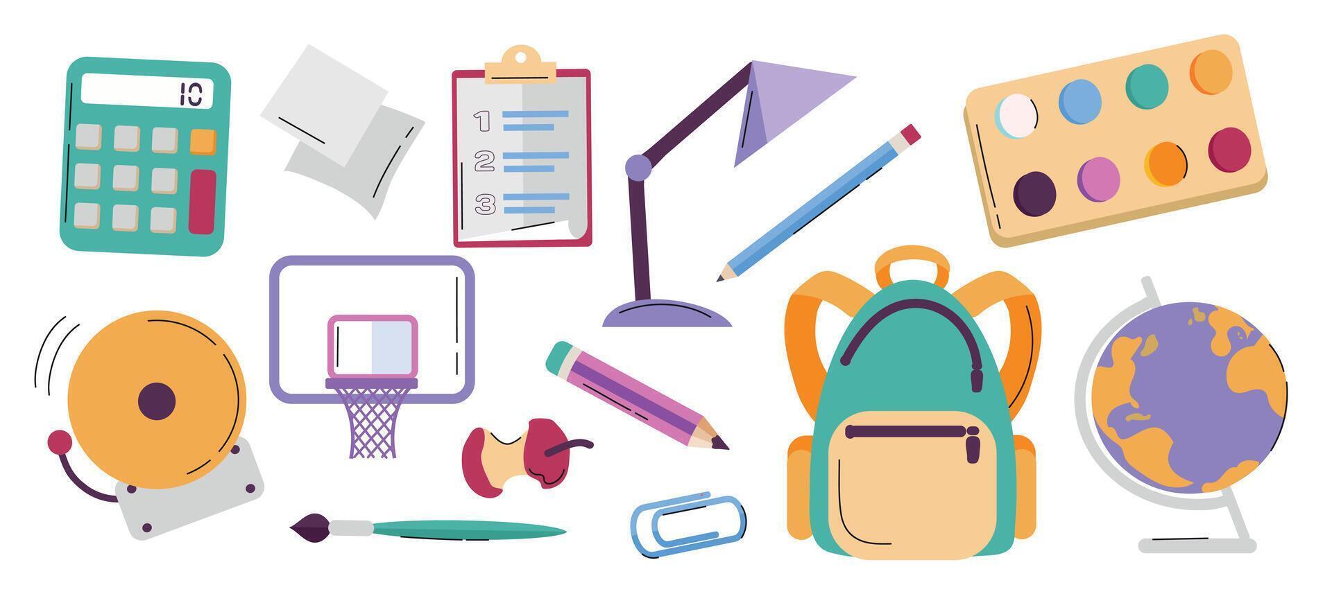 Back to School Welcome School set collection icon clipart isolated illustration vector