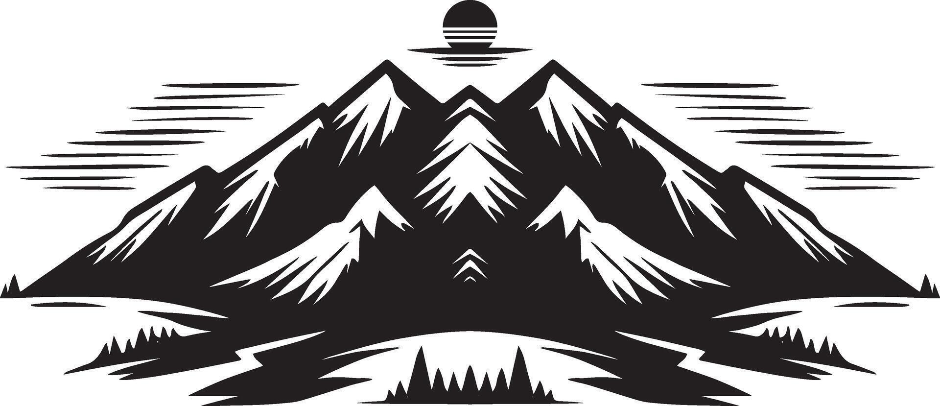 Mountain silhouette print design. vector