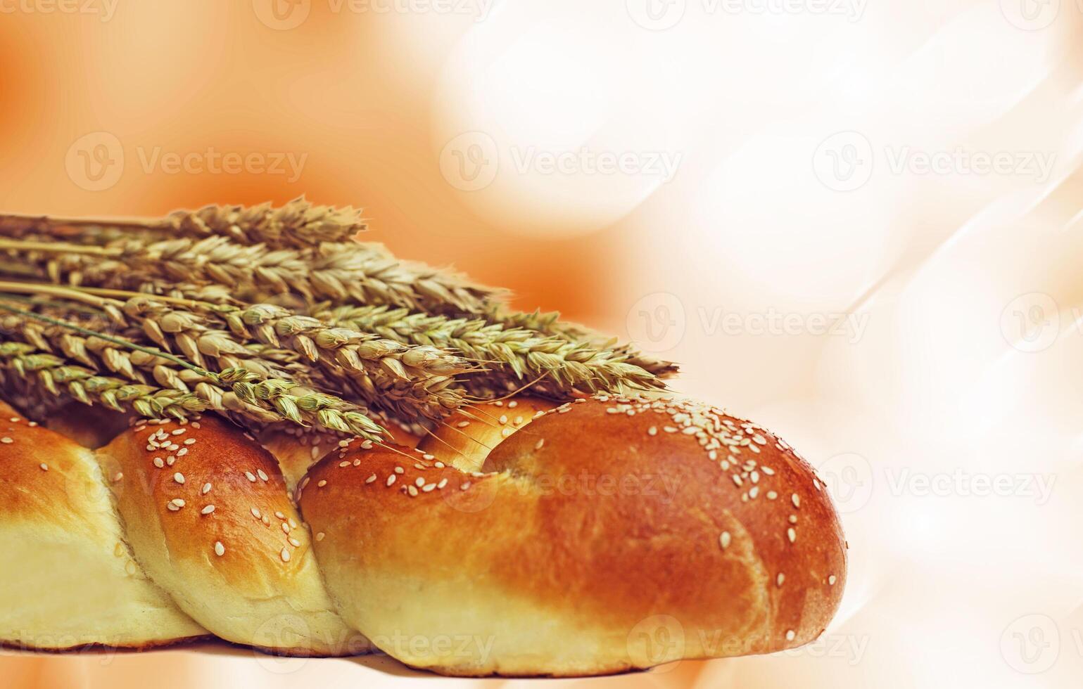 bread and ears of wheat, isolated photo