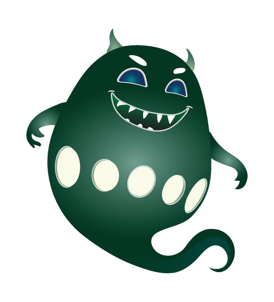 a green monster with a big smile on its face vector