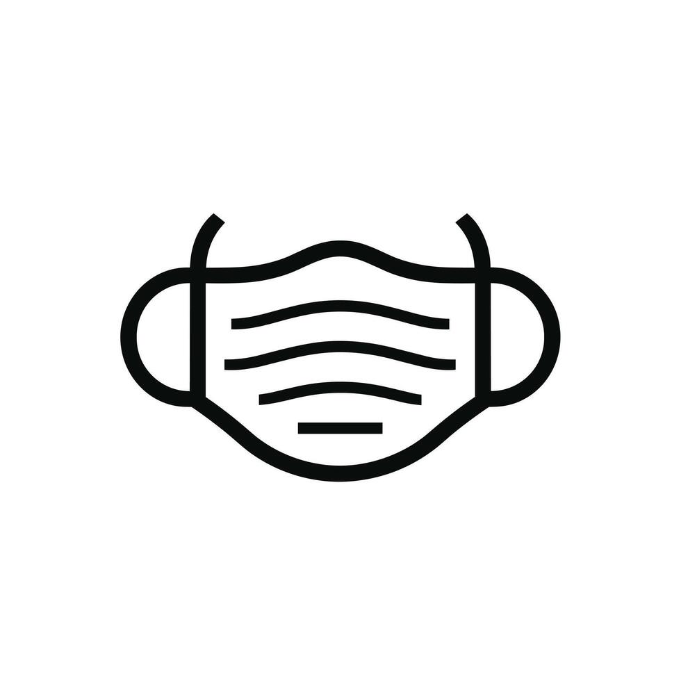 Minimalist black icon of a protective face mask, depicting personal safety and health precautions on a white background. vector