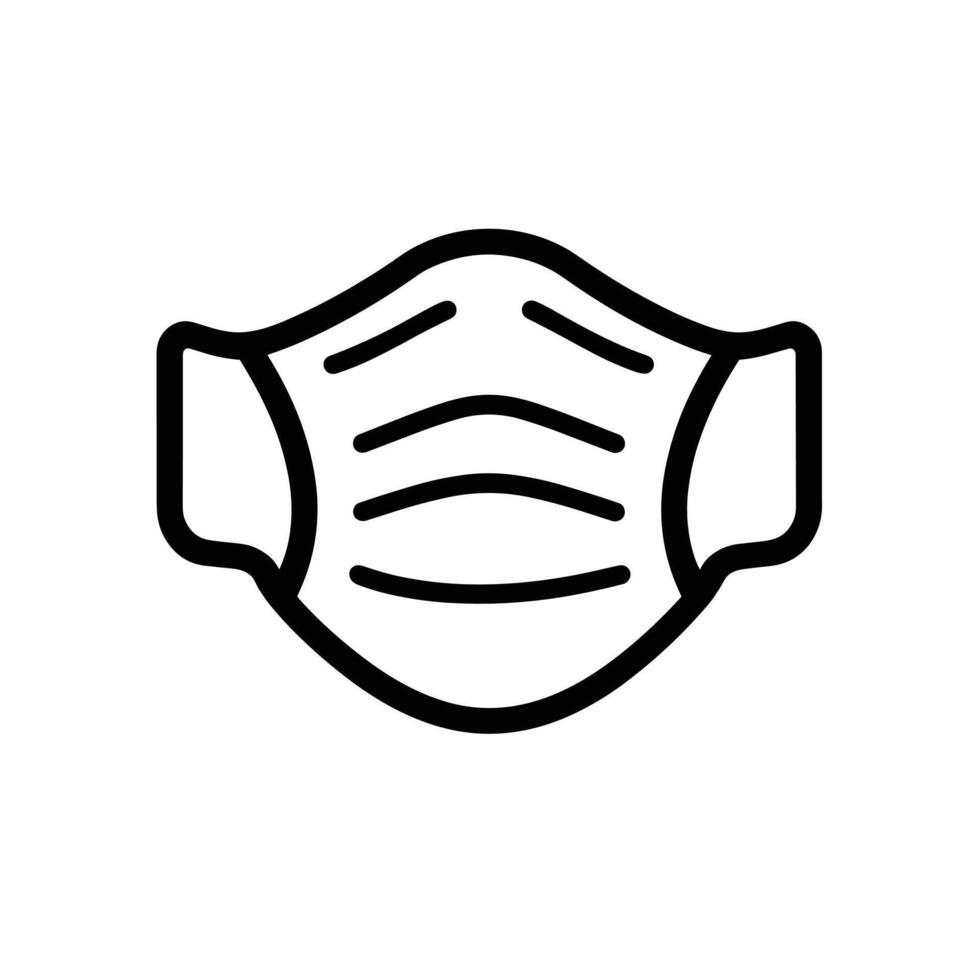 Simple black and white icon of a protective face mask, depicting a universal symbol for health and safety precautions. vector