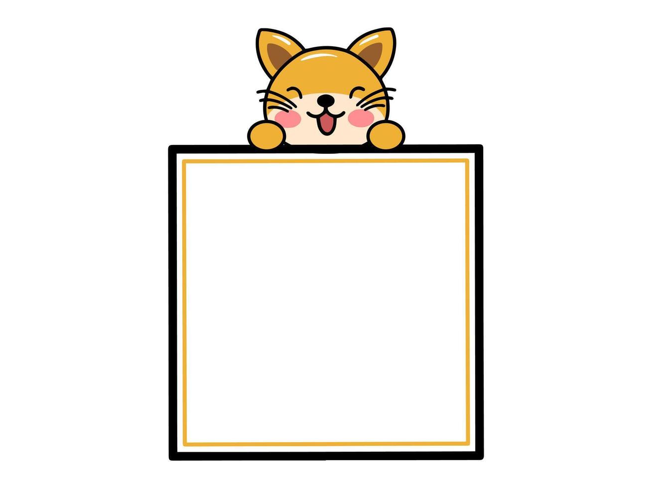 Cat Animal Head square Frame Background vector
