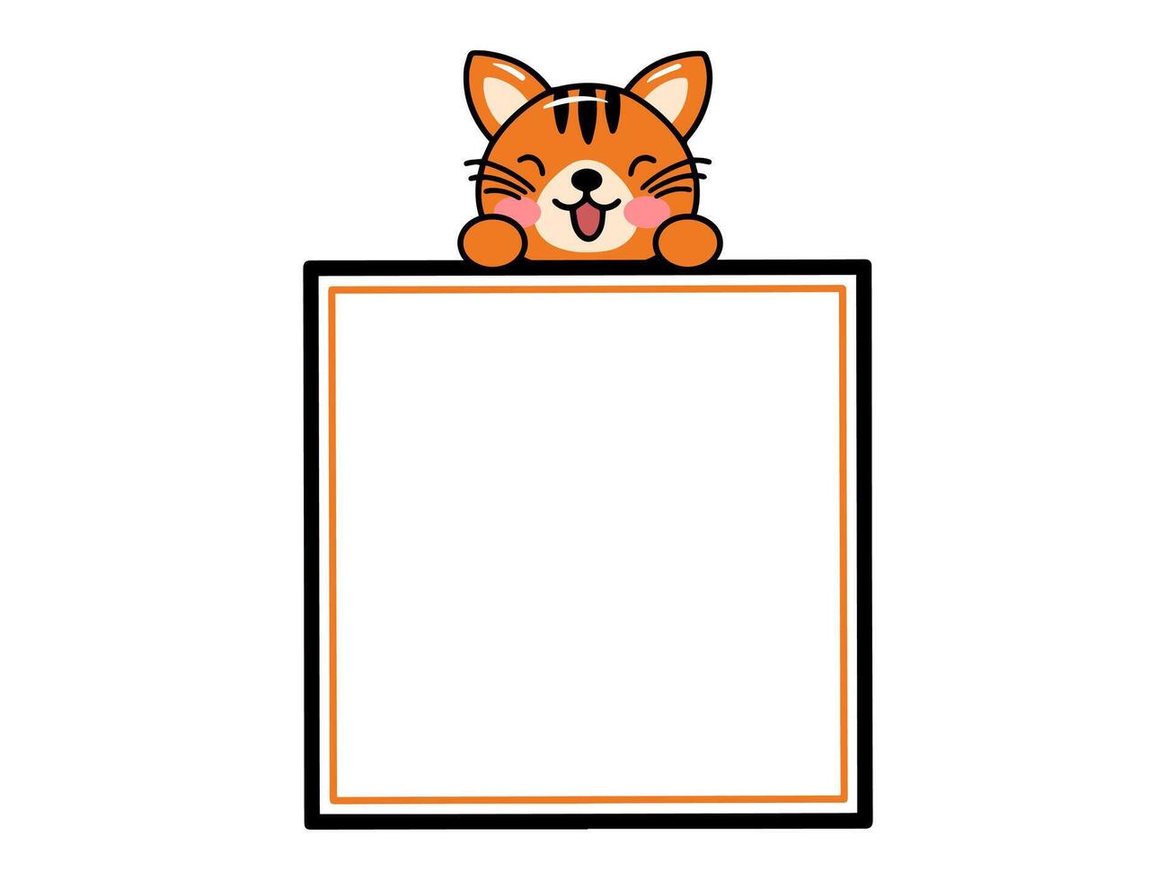 Tiger Animal Head Square Frame Background vector