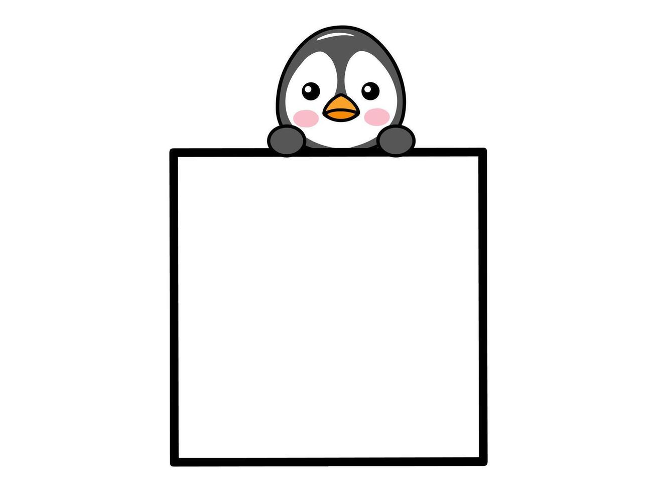 Penguin Animal Head Square Frame Background vector
