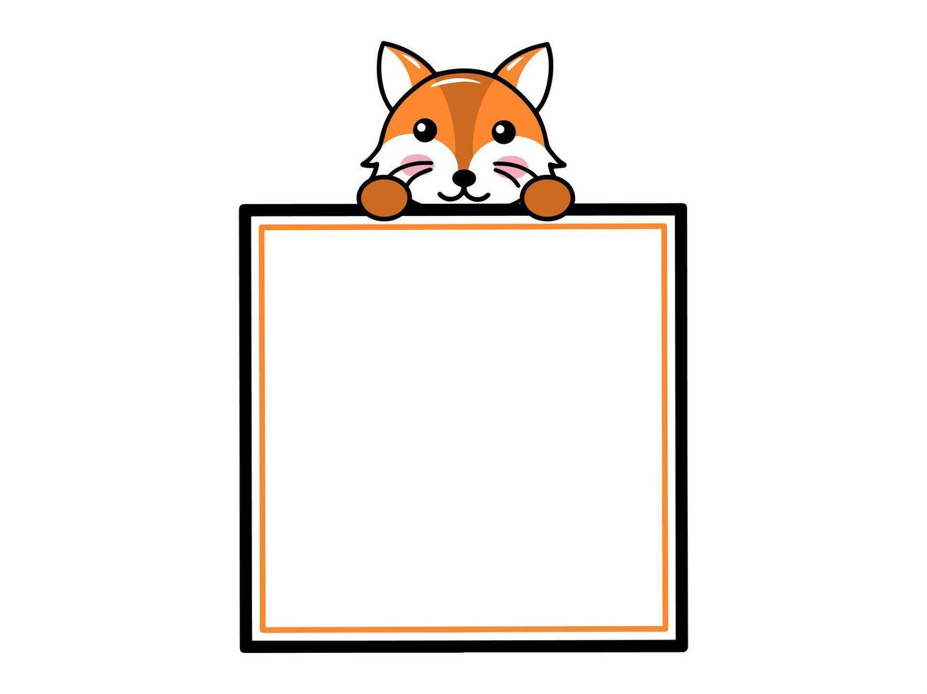 Fox Animal Head Square Frame Background vector