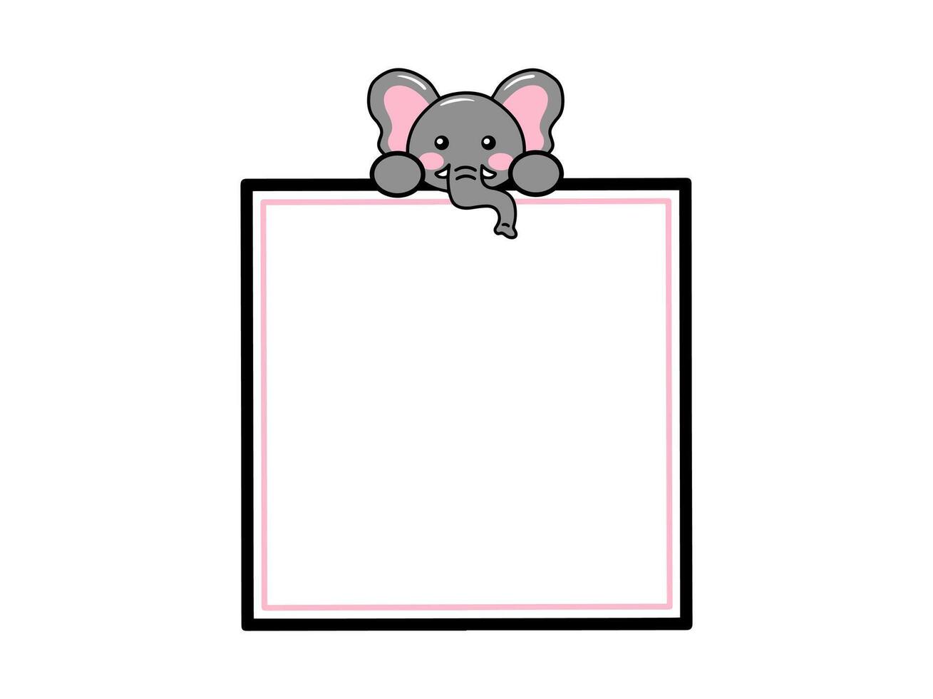 Elephant Animal Head Square Frame Background vector