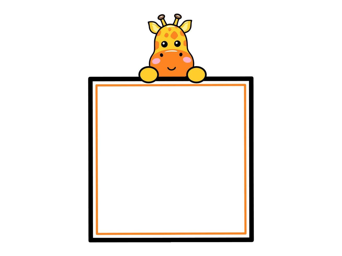 Giraffe Animal Head Square Frame Background vector