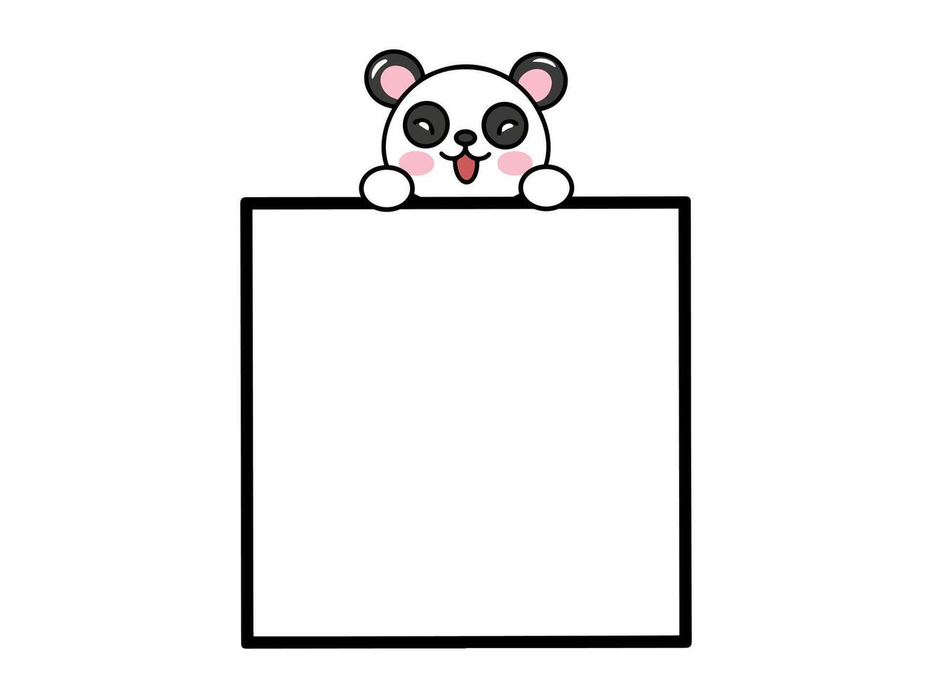 Panda Animal Head Square Frame Background vector
