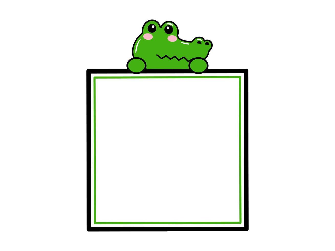 Crocodile Animal Head Square Frame Background vector