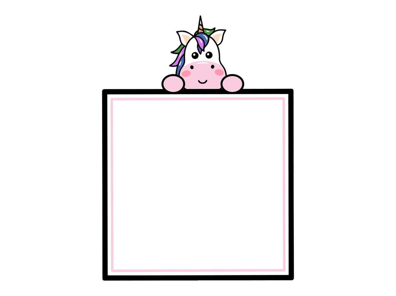 Unicorn Animal Head Square Frame Background vector