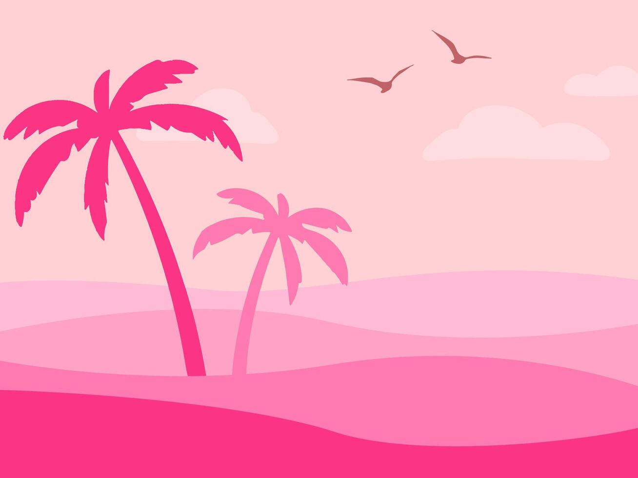 Tropical Pink Palm Tree on a Vibrant Pink gradient Background vector