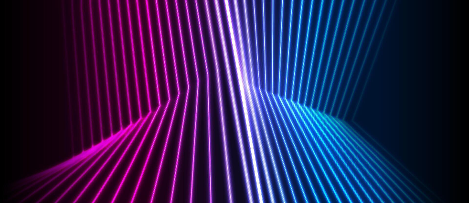 Blue ultraviolet neon laser curved lines technology background vector