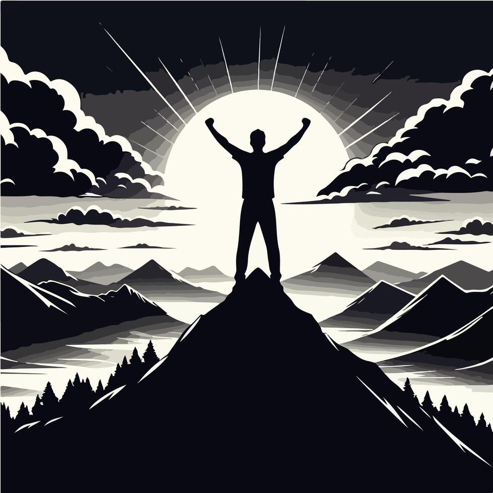 The Remarkable Story of a Person's Determination to Win the Mountain vector