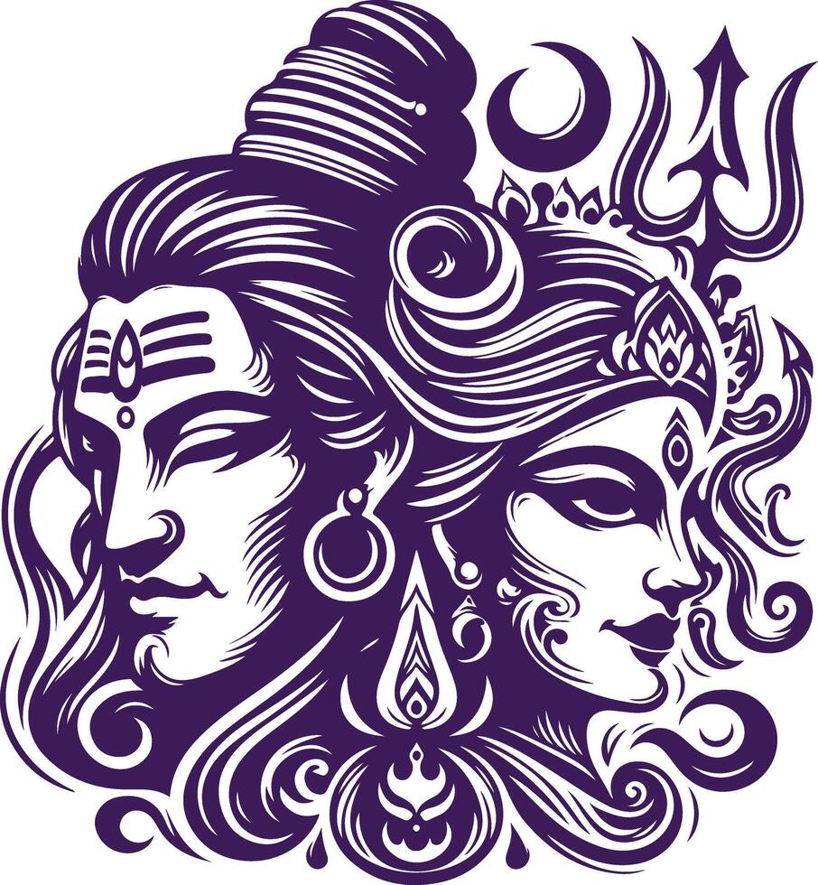 A Mesmerizing Illustration of Lord Shiv and Goddess Durga vector