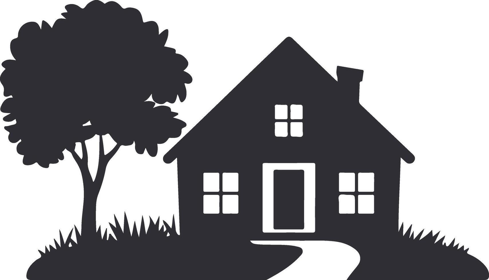 Unique Silhouette Art of a Traditional House vector