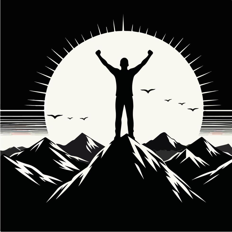 The Inspirational Journey of a Mountain Climber Overcoming All Odds vector