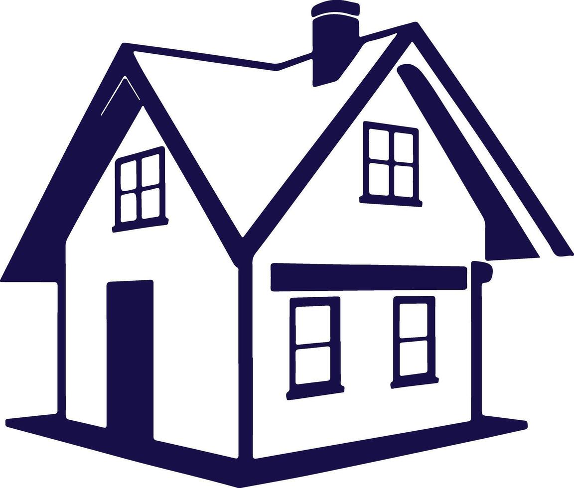 Bold Silhouette Design of a Two-Story House vector