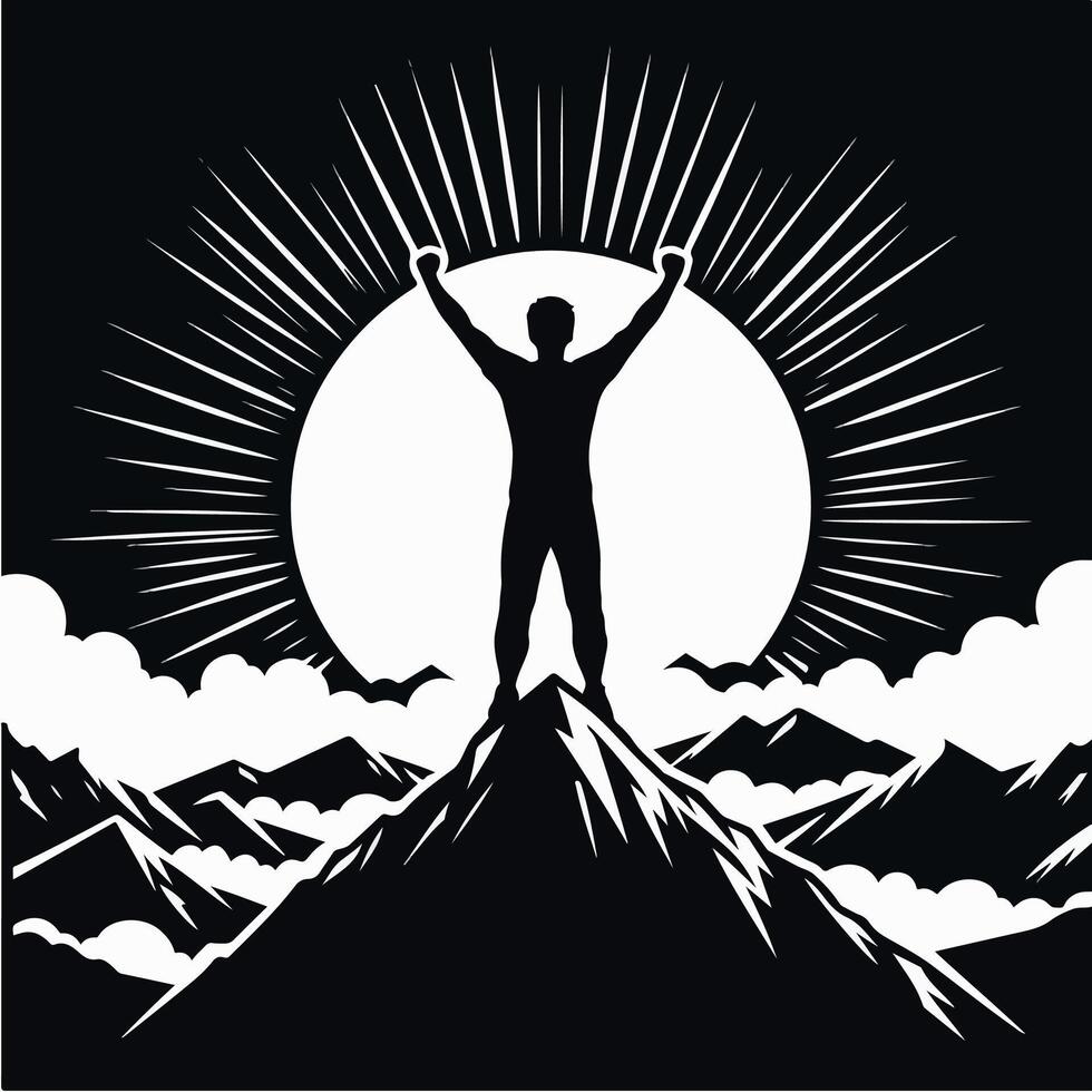 A Thrilling Tale of Strength, Endurance, and Conquest on a Mountain vector