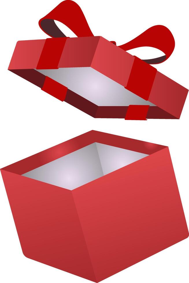 Red open gift box for a birthday or Christmas presentation package illustration. vector