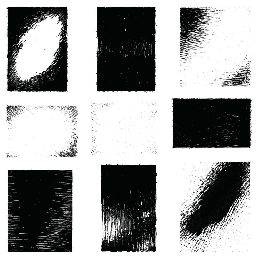 Textured Brushstroke Rectangles in Black and White vector