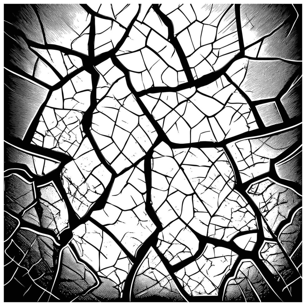 Abstract Cracked Surface Texture in Black and White vector