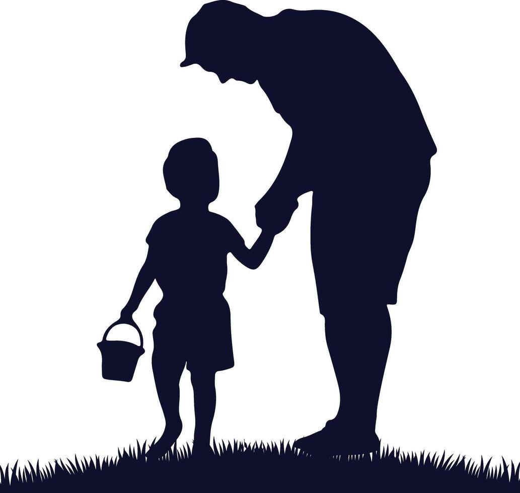 Father and Son Playing Outside Silhouette vector