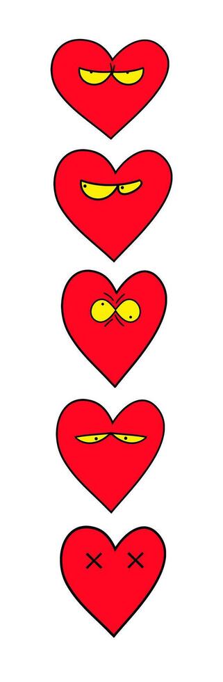 Set of hearts format bookmarking. Heart Emoticon for Saint Valentine's Day. vector