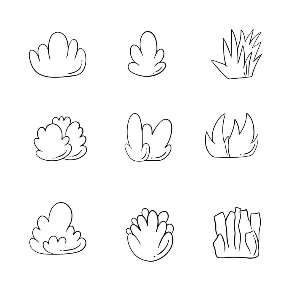 Shrubs doodle line icon. Hand drawn outline. Concept isolated illustration vector