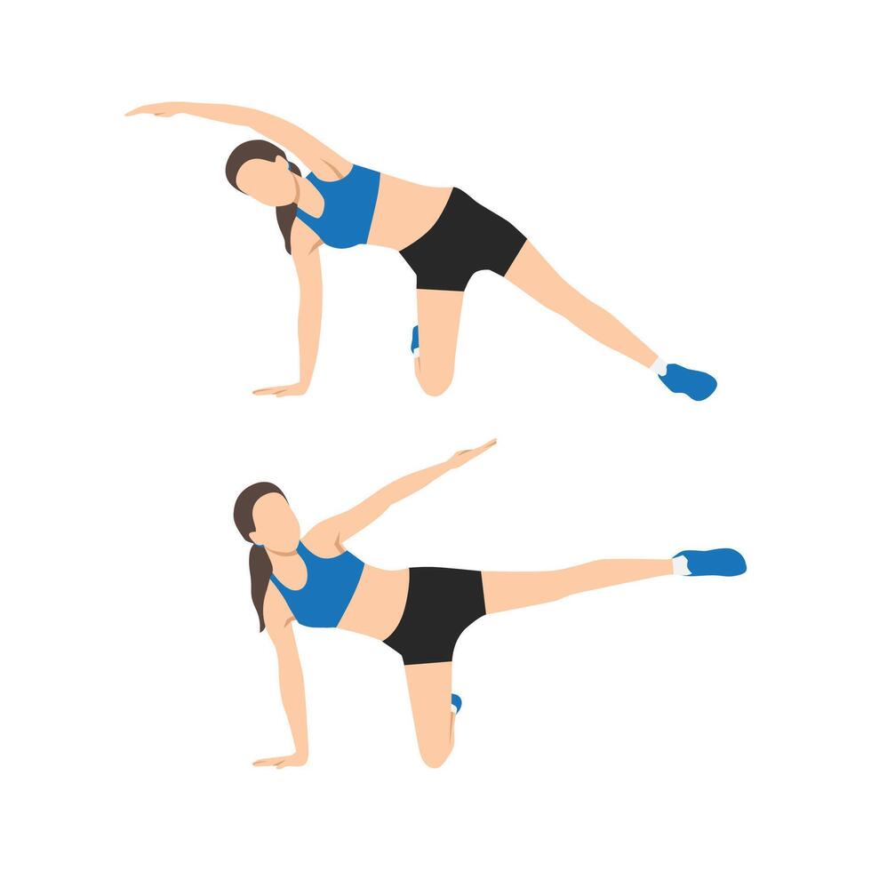 Woman doing waist trimmer exercise. vector