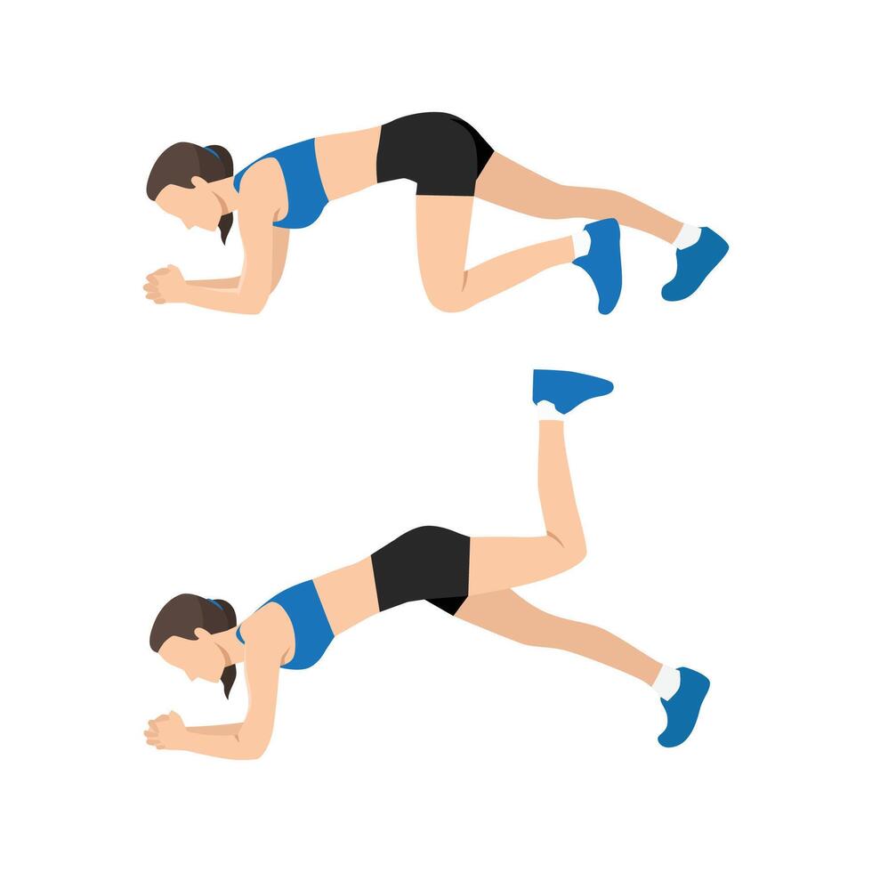 Woman doing Donkey Kicks or Kicking plank exercise. vector
