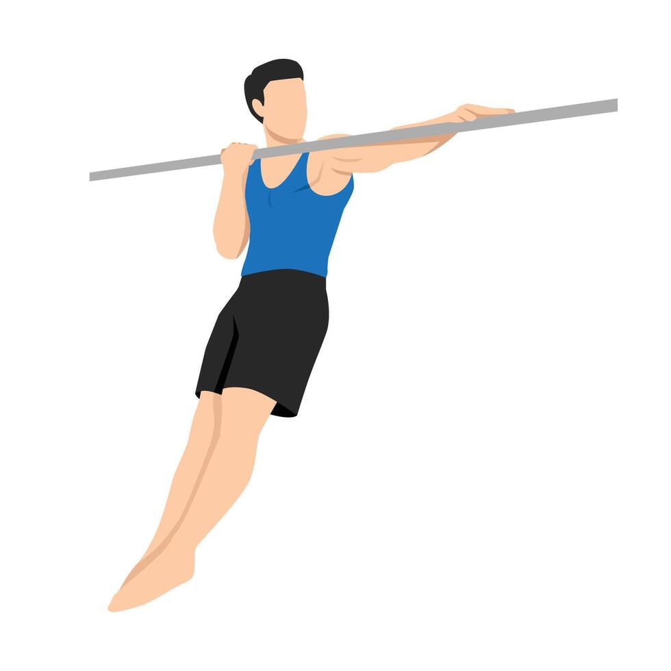 Man doing archer pull ups calisthenics exercise. vector