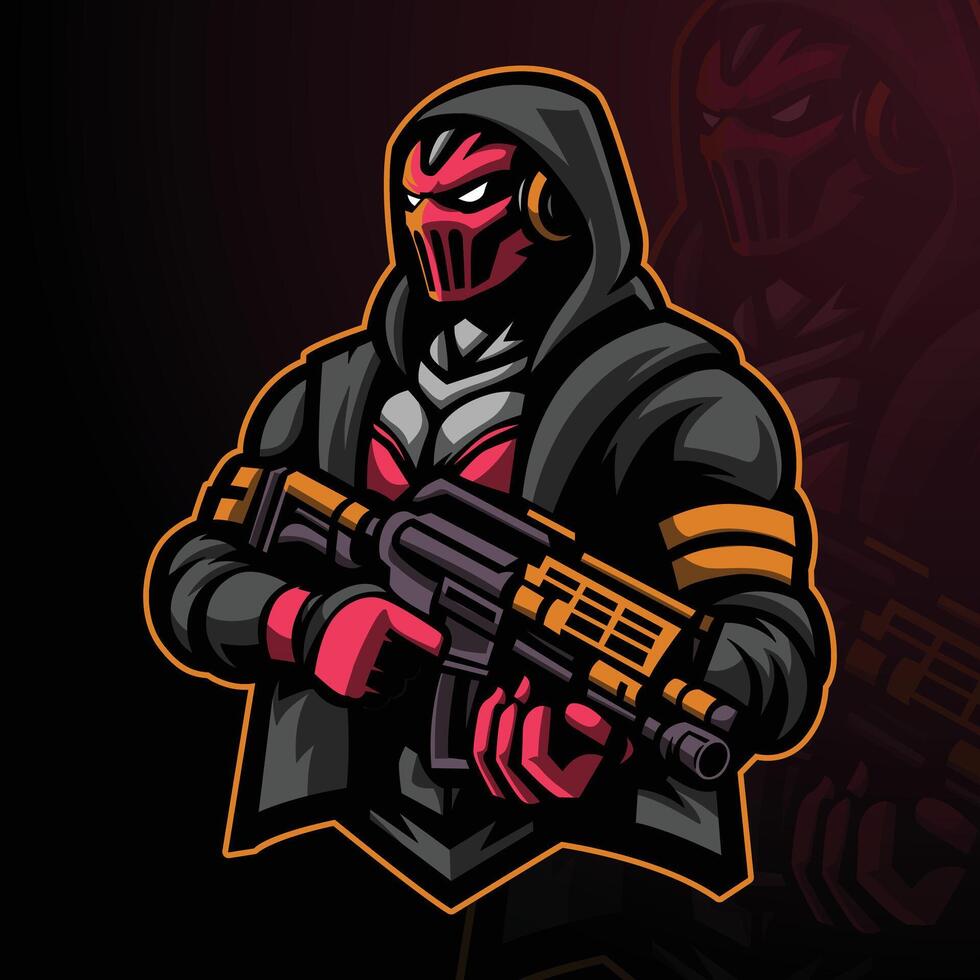 Samurai esport mascot logo design with modern illustration concept style for badge, emblem and t-shirt printing. vector