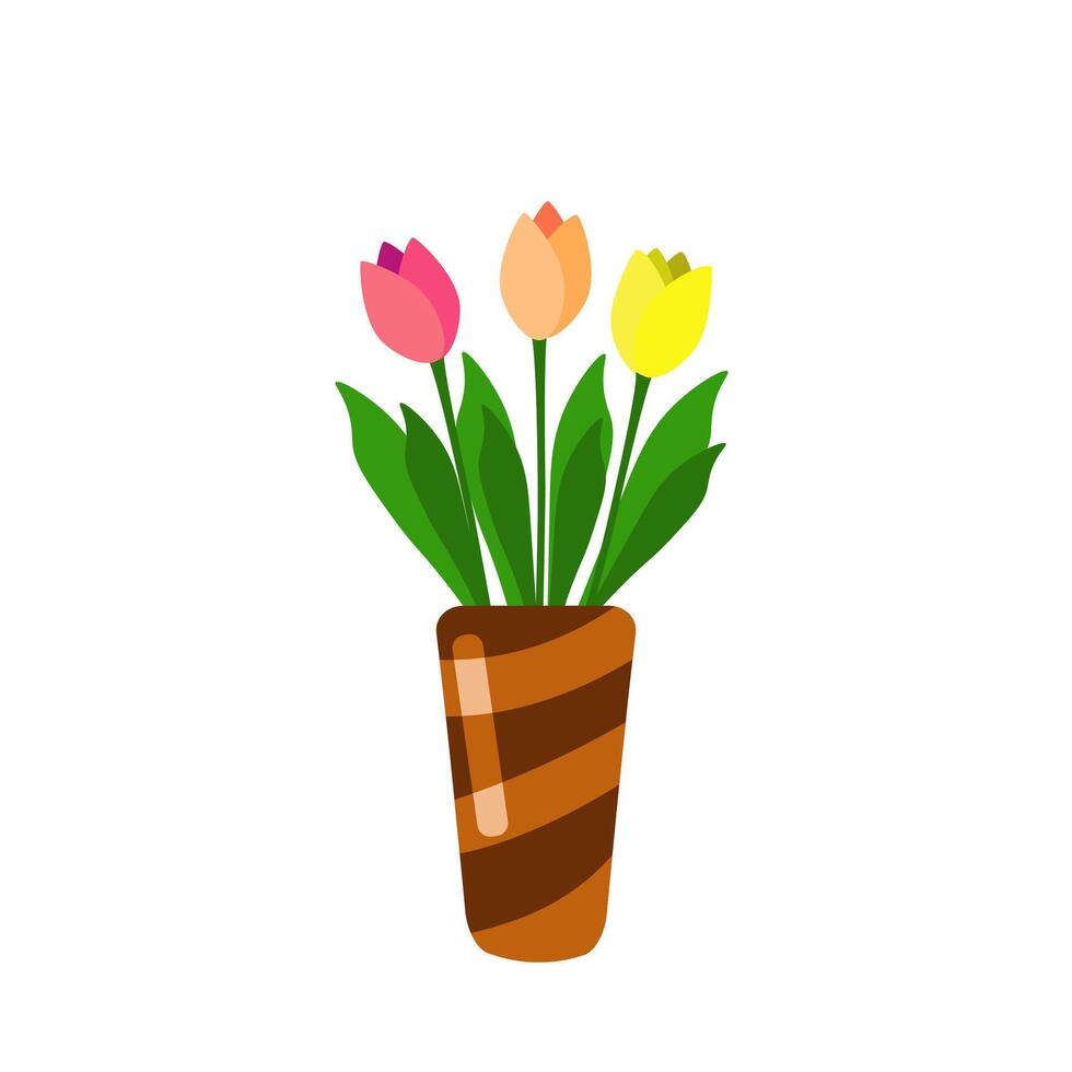 three tulips in a vase vector