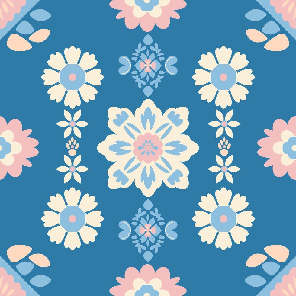 Traditional Palestinian embroidery motif in a seamless pattern design vector