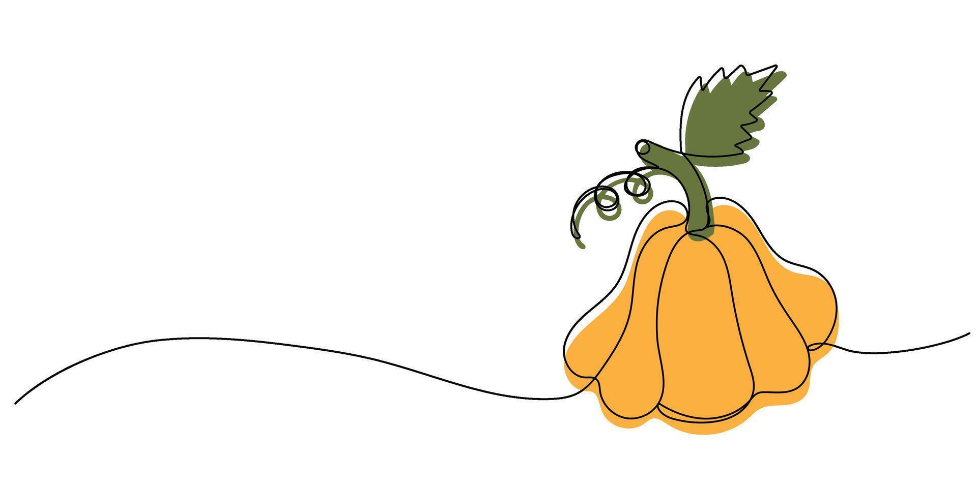 Pumpkin. Continuous one line drawing. Halloween and Thanksgiving concept. Autumn harvest. illustration vector
