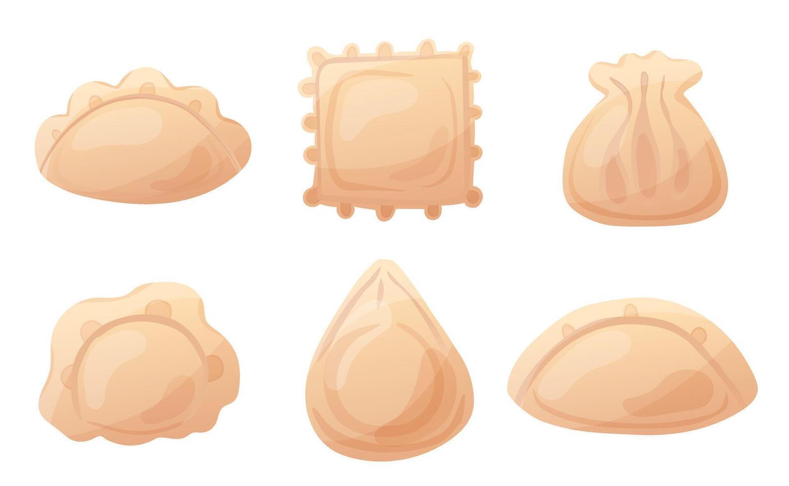 Set of dumplings with ravioli and pierogi vector