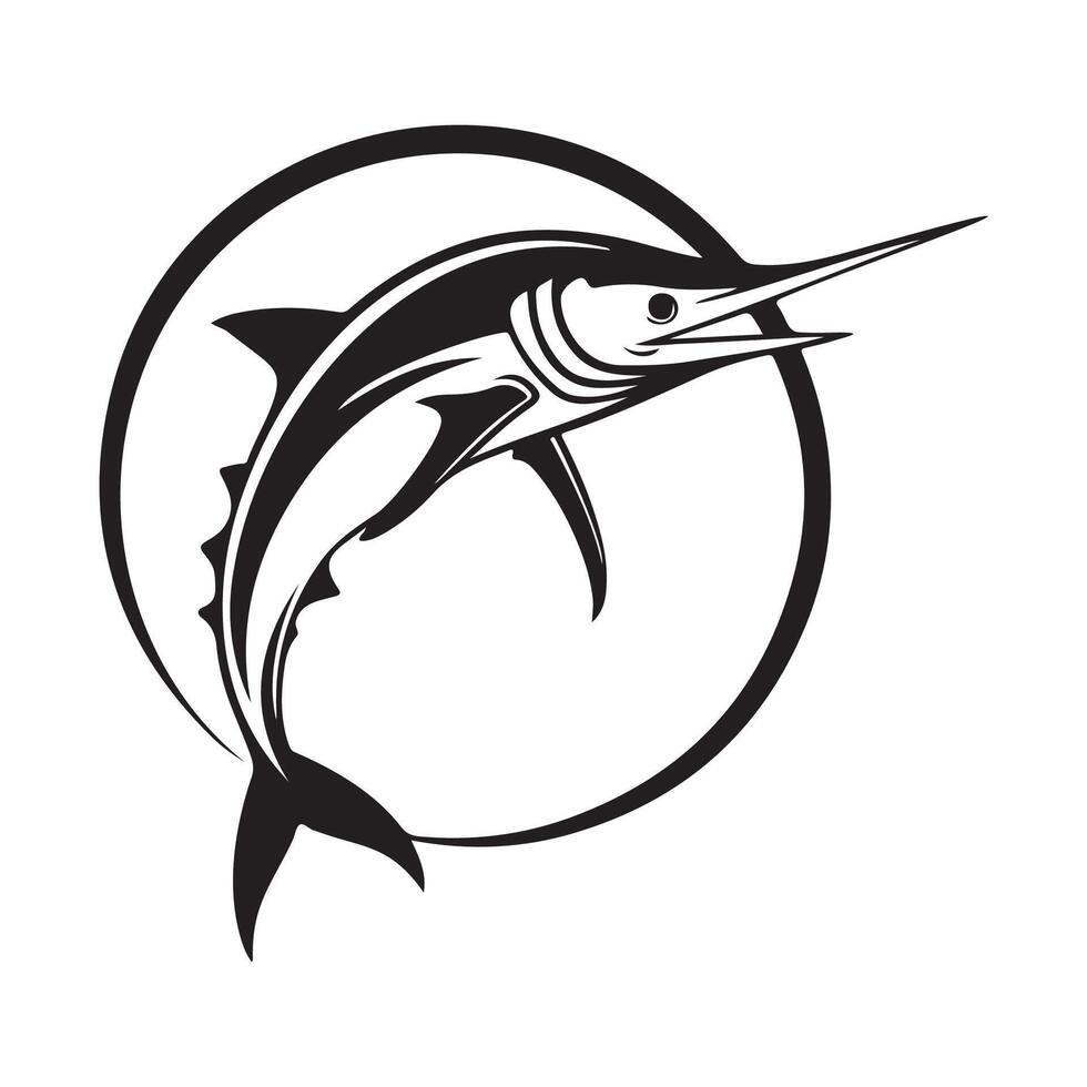 Fishing logo design with using marlin fish icon template stock Image isolated on white vector