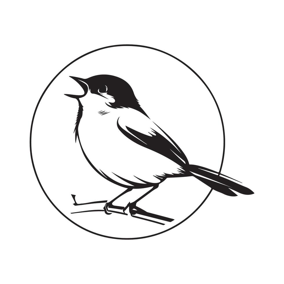 Bird on a branch stock image. Circle Bird Logo Stock Illustrations isolated on white vector