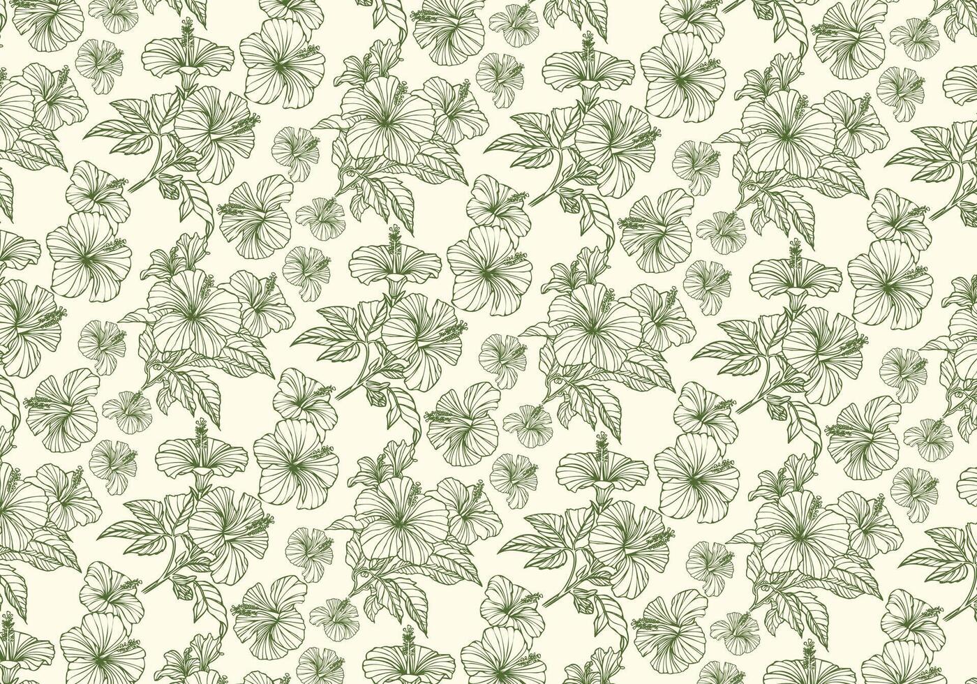 Hand drawn flower hibiscus seamless pattern with vintage look vector