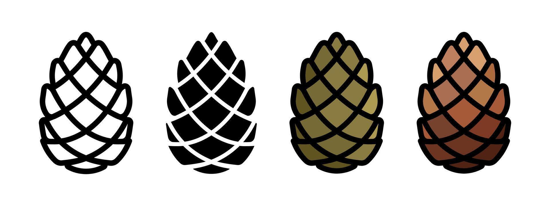 Pine cone icon. Pinecone illustration. Christmas three plant pictogram. Evergreen forest symbol. Fir cedar or spruce conifer seed. Winter season coniferous tree concept. Pine cone sign vector