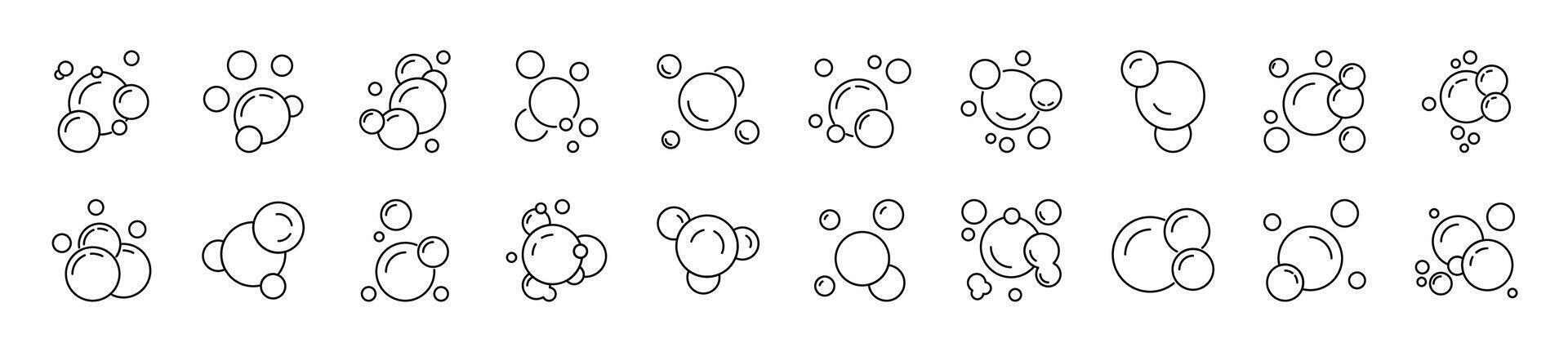 Collection of icons of Foam for Advertisement. Suitable for books, stores, shops. Editable stroke in minimalistic outline style. Symbol for design vector