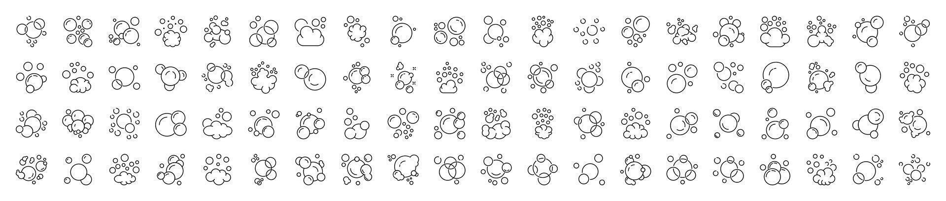 Collection of Symbols of Bubbles and Foam for Advertisement. Suitable for books, stores, shops. Editable stroke in minimalistic outline style. Symbol for design vector