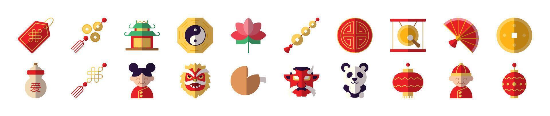 Chinese New Year Isolated Flat Illustrations. Suitable for infographics, books, banners and other designs vector